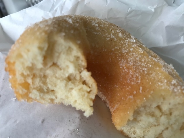 Opened cinnamon donut, Waminda Bakery, Campbelltown
